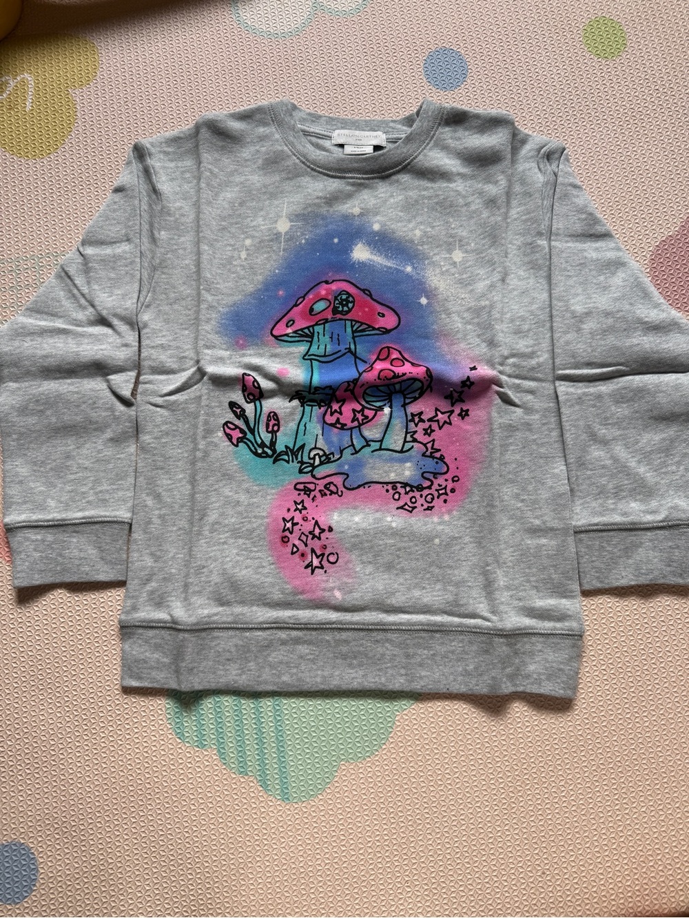 Stella McCartney Kids Grey Sweatshirt with Pink & Blue Mushroom Print